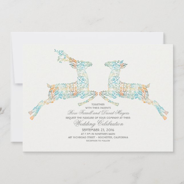 Convites De Casamento De Casais De Cercos De Woodl (Frente)