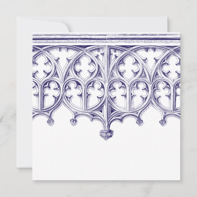 Convites de Casamento de Catedral marinho Azul (Frente)