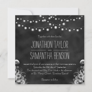 Convites De Casamento De Chalkboard Preto String D