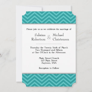 Convites De Casamento De Chevron Azul Teal Aqua