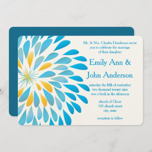 Convites De Casamento De Chrysanthemum Azul Aqua F