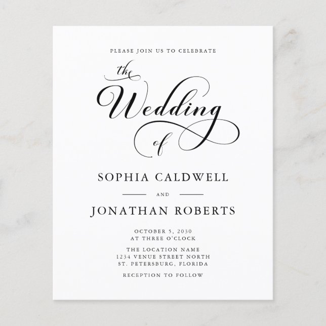 Convites de casamento de Código QR de Caligrafia E (Frente)