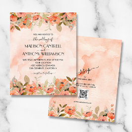 Convites de casamento de Código QR Floral de Cores