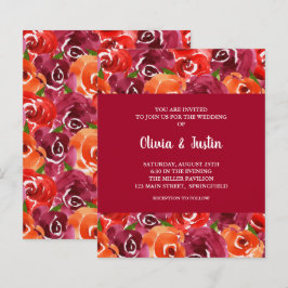 Convites de casamento de Colagem Floral de Aquarel