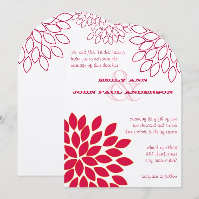 Convites de Casamento de Crisântemo Floral Moderno (Frente/Verso)