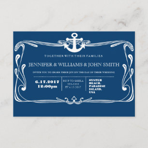 Convites de Casamento de Destino Azul de Anchor Ma
