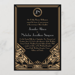 Convites de casamento de Estilo Gatsby de Arte Dou