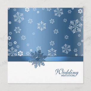 Convites de casamento de flocos de neve azuis e br