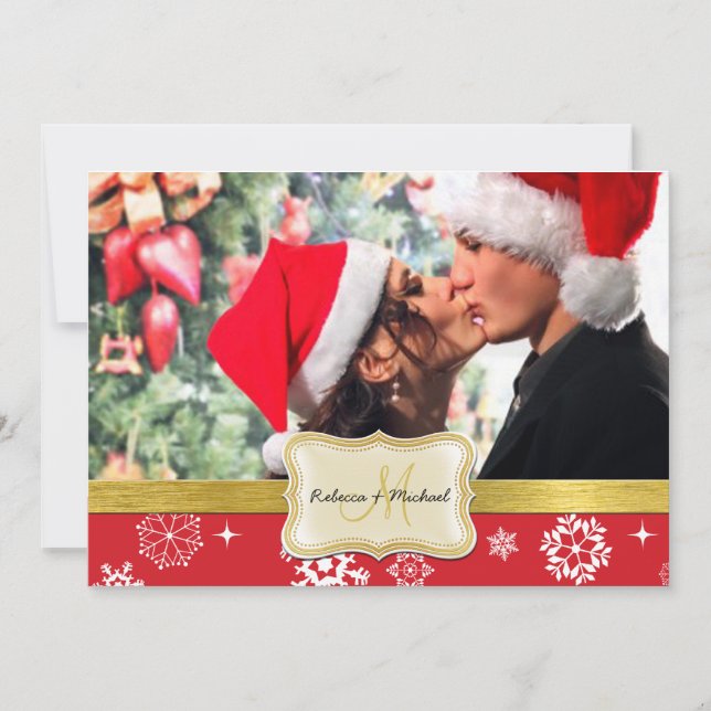 Convites de casamento de flocos de neve vermelhos  (Frente)