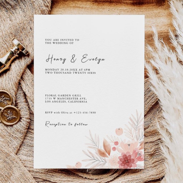 Convites de casamento de flor selvagem (Wildflower Wedding Invites Template)