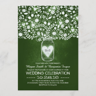 Convites de casamento de flores de jarro verde