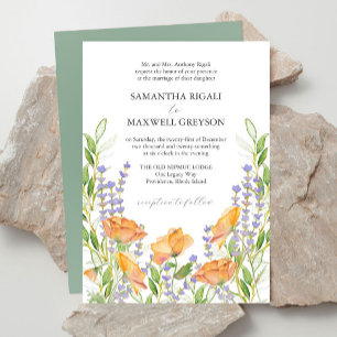 Convites de Casamento de Flores em Aquarela Formal