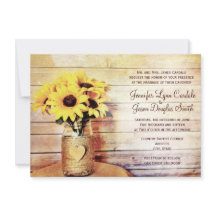 Convites de casamento de girassol Mason Jar Wrappe