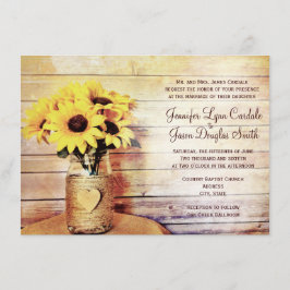 Convites de casamento de girassol Mason Jar Wrappe