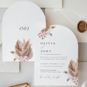 Convites de casamento de grama de pampas floral Bo