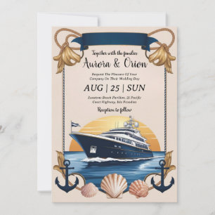 convites de casamento de iate de aquarela