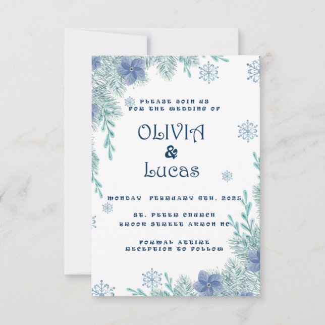 Convites de Casamento de Inverno Modernos (Frente)