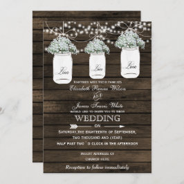 Convites de casamento de jarro de barnwood