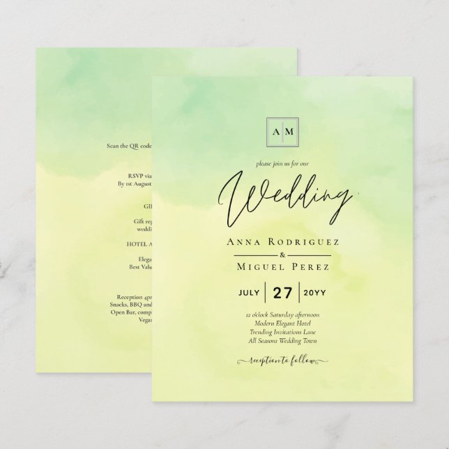 CONVITES DE CASAMENTO de Limão de limão de orçamen (Frente/Verso)