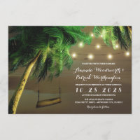 Convites De Casamento De Luzes De Praia De Árvore 