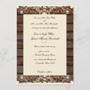 Convites De Casamento De Madeira Cream Shabby Lace