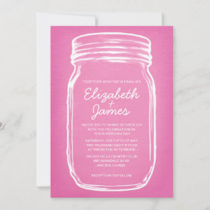 Convites De Casamento De Mason Jar, Vintage Rosa