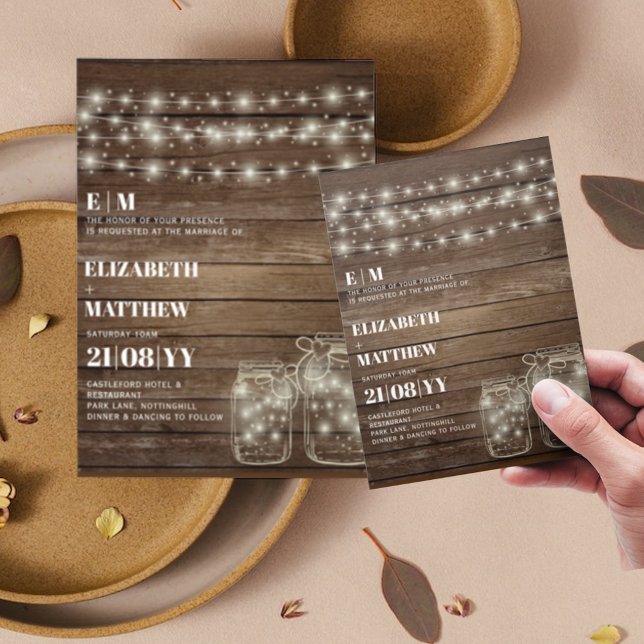 Convites de casamento de Mason Jars de Luzes Russa (Criador carregado)