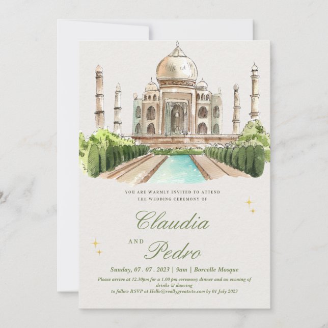 Convites De Casamento De Mesquita Elegante (Frente)