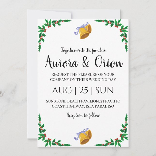 convites de casamento de natal com tipografia eleg (Frente)