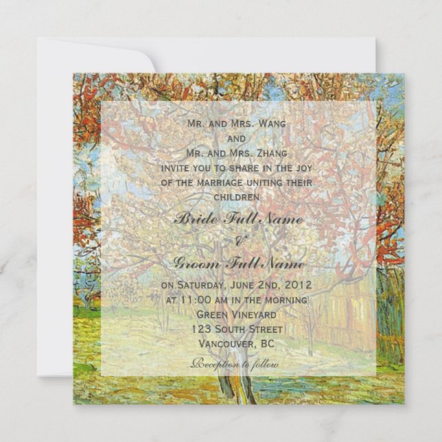 Convites de casamento de noiva e pais do noivo (Frente)