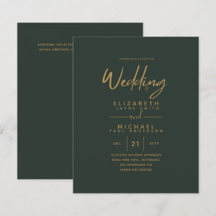 Convites de casamento de Orçamento Dourado Verde M