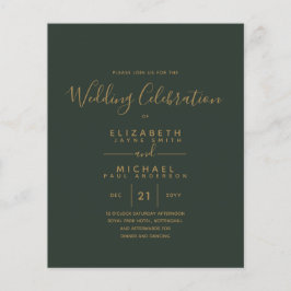 Convites de casamento de Orçamento Dourado Verde M