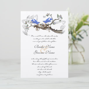 Convites de Casamento de Pássaros Azuis Vintage #2