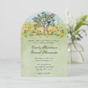 Convites de Casamento de Pássaros de Amor de Árvor