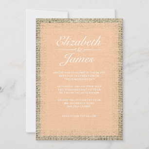 Convites De Casamento De Peach Vintage Burlap