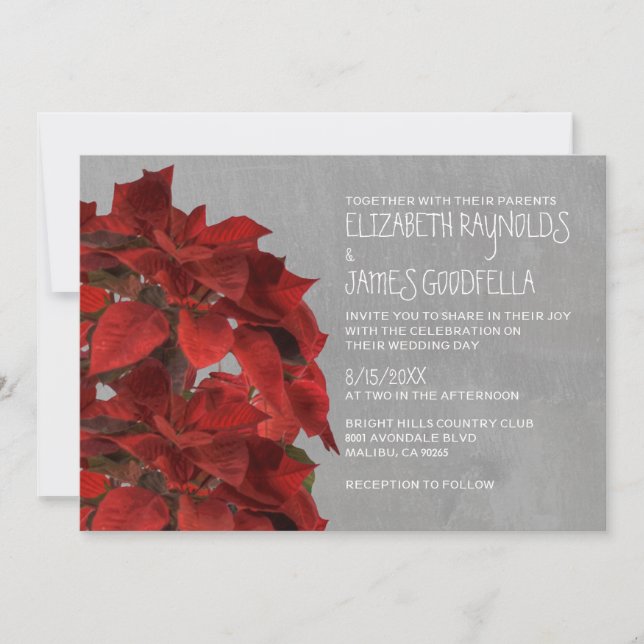 Convites de Casamento de Poinsettias (Frente)