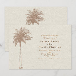 Convites de Casamento de Praia com Palmeira Marrom