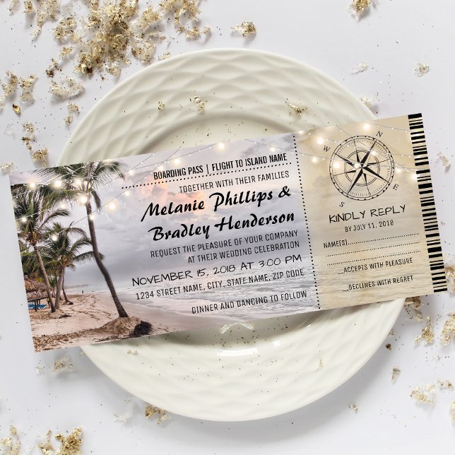 Convites de Casamento de Praia Vintage Tropical co (Criador carregado)