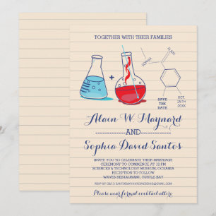 Convites de Casamento de Química Vermelho e Azul