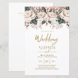 Convites de casamento de Rosas Brancas do Orçamen