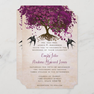 Convites de casamento de Sangria Dark Heart Leaf T