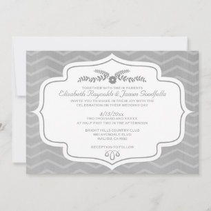Convites De Casamento De Silver Chevron