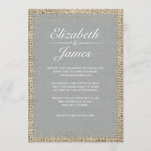Convites De Casamento De Silver Vintage Burlap