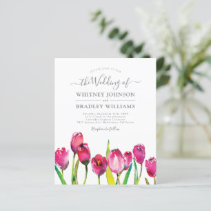 Convites de Casamento de Tulipa Rosa Elegantes e E