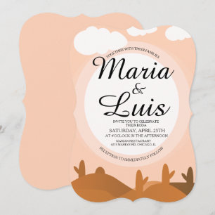 Convites de Casamento Desert Sunrise Cactus Shadow