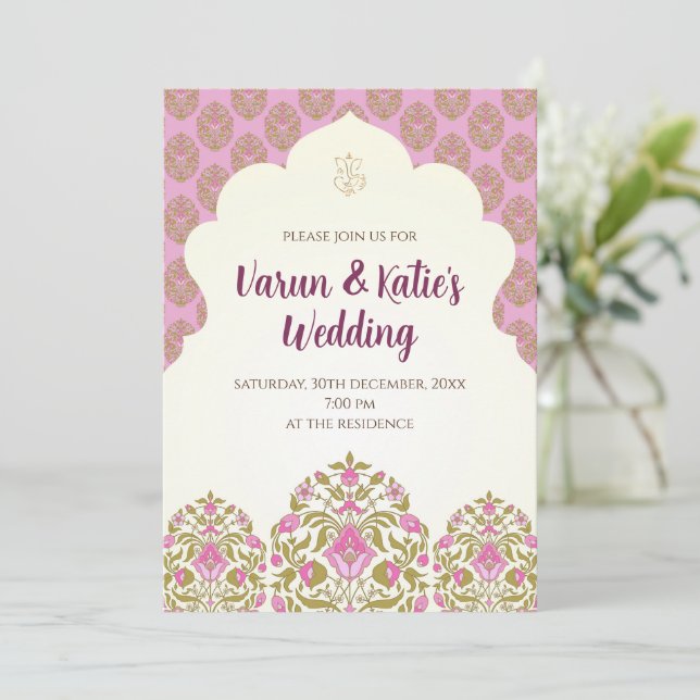 Convites de casamento digitais indianos & Convites (Em pé/Frente)