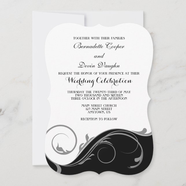 Convites de casamento do suporte para espiral de C (Frente)