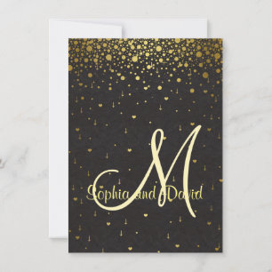 Convites de Casamento    Dourado Glam Confetti Con