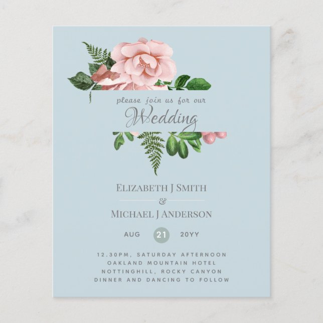 Convites de casamento Dourados De Orçamento Botâni (Frente)