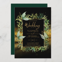 Convites de casamento Dourados do Emerald Green